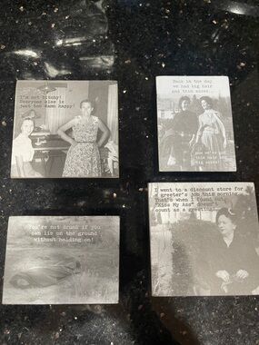 Vintage-Style Black & White Photo Block Wall Art - Set of 4